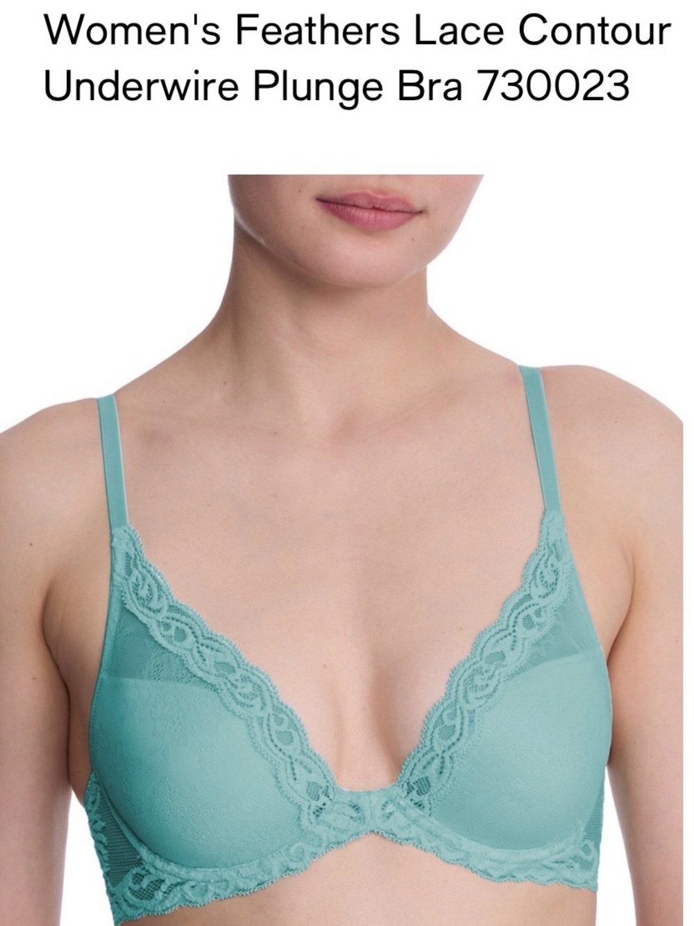 Natori Feathers Lace Contour Plunge Bra - Teal Blue